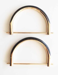 Angel Çanta Aksesuar Siyah Derili Üveyik Model Metal Çanta Sapı - Angel Çanta Aksesuar