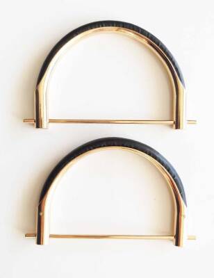 Angel Çanta Aksesuar Siyah Derili Üveyik Model Metal Çanta Sapı - 1