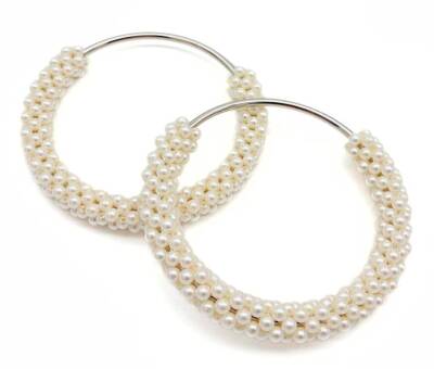 Angel Çanta Aksesuar Yuvarlak İncili Boncuklu Gümüş Renk Metal Çanta Sapı - 1