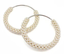 Angel Çanta Aksesuar Yuvarlak İncili Boncuklu Gümüş Renk Metal Çanta Sapı - Angel Çanta Aksesuar