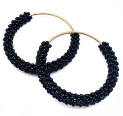 Angel Çanta Aksesuar Yuvarlak Siyah Boncuklu Light Gold Renk Metal Çanta Sapı 