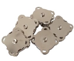 Angel Çanta Aksesuar Örgü Çantaya Dikmeli Mıknatıs Gümüş Renk 5Li Paket - Angel Çanta Aksesuar