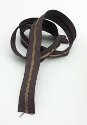 Angel Çanta Aksesuar Ortası Gold Fermuar 100 Cm Kahverengi - Angel Çanta Aksesuar