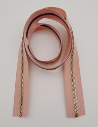 Angel Çanta Aksesuar Ortası Gold Fermuar 100 cm Pudra Renk - Angel Çanta Aksesuar