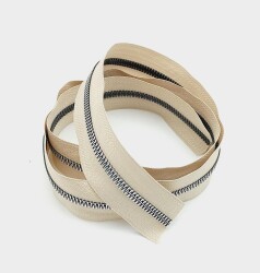 Angel Çanta Aksesuar Ortası Gümüş Fermuar 100 Cm Bej Renk - Angel Çanta Aksesuar