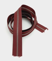 Angel Çanta Aksesuar Ortası Gümüş Fermuar 100 Cm Bordo Renk - Angel Çanta Aksesuar