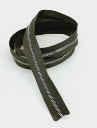 Angel Çanta Aksesuar Ortası Gümüş Fermuar 100 Cm Haki Yeşil Renk - Angel Çanta Aksesuar