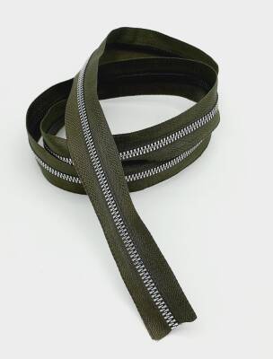 Angel Çanta Aksesuar Ortası Gümüş Fermuar 100 Cm Haki Yeşil Renk - 1