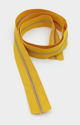 Angel Çanta Aksesuar Ortası Gümüş Fermuar 100 Cm Hardal Renk - 1