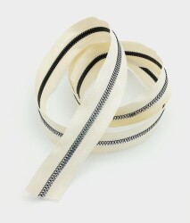 Angel Çanta Aksesuar Ortası Gümüş Fermuar 100 Cm Krem Renk - Angel Çanta Aksesuar