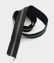 Angel Çanta Aksesuar Ortası Gümüş Fermuar 100 Cm Siyah Renk - Angel Çanta Aksesuar