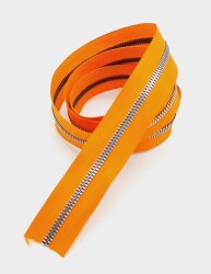 Angel Çanta Aksesuar Ortası Gümüş Fermuar 100 Cm Turuncu Renk - Angel Çanta Aksesuar