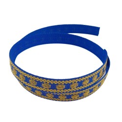 Angel Çanta Aksesuar 2.5 cm Polyester Kolon Mavi Gold Simli 1 Metre - 2