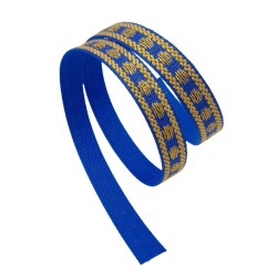 Angel Çanta Aksesuar 2.5 cm Polyester Kolon Mavi Gold Simli 1 Metre - 3