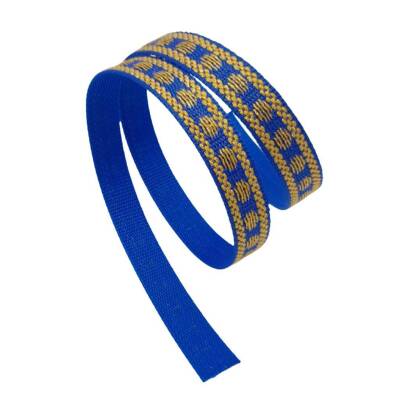 Angel Çanta Aksesuar 2.5 cm Polyester Kolon Mavi Gold Simli 1 Metre - 3