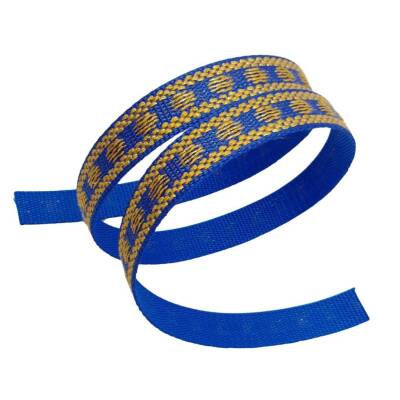 Angel Çanta Aksesuar 2.5 cm Polyester Kolon Mavi Gold Simli 1 Metre - 4
