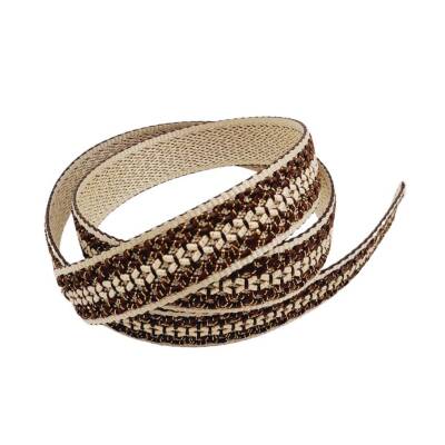 Angel Çanta Aksesuar 3 cm Polyester Kolon Bej Kahverengi Simli 1 Metre - 2