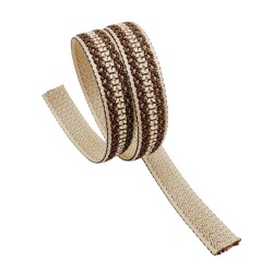 Angel Çanta Aksesuar 3 cm Polyester Kolon Bej Kahverengi Simli 1 Metre - Angel Çanta Aksesuar