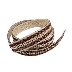 Angel Çanta Aksesuar 3 cm Polyester Kolon Bej Kahverengi Simli 1 Metre - 2