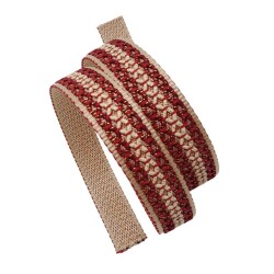 Angel Çanta Aksesuar 3 cm Polyester Kolon Bej Kırmızı Simli 1 Metre - 3