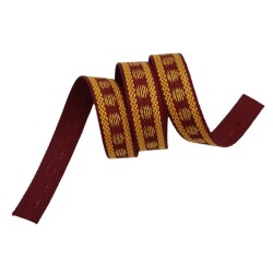 Angel Çanta Aksesuar 3 cm Polyester Kolon Bordo Gold Simli 1 Metre - Angel Çanta Aksesuar