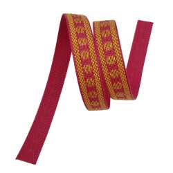Angel Çanta Aksesuar 3 cm Polyester Kolon Fuşya Gold Simli 1 Metre - Angel Çanta Aksesuar