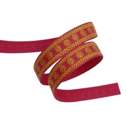 Angel Çanta Aksesuar 3 cm Polyester Kolon Fuşya Gold Simli 1 Metre - 3