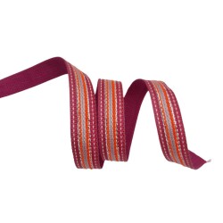 Angel Çanta Aksesuar 3 cm Polyester Kolon Fuşya Gümüş Simli 1 Metre - Angel Çanta Aksesuar