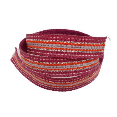 Angel Çanta Aksesuar 3 cm Polyester Kolon Fuşya Gümüş Simli 1 Metre - 2