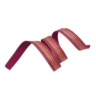 Angel Çanta Aksesuar 3 cm Polyester Kolon Fuşya Gümüş Simli 1 Metre - 3