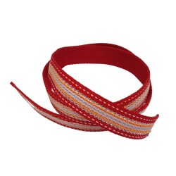 Angel Çanta Aksesuar 3 cm Polyester Kolon Kırmızı Gümüş Simli 1 Metre - 2