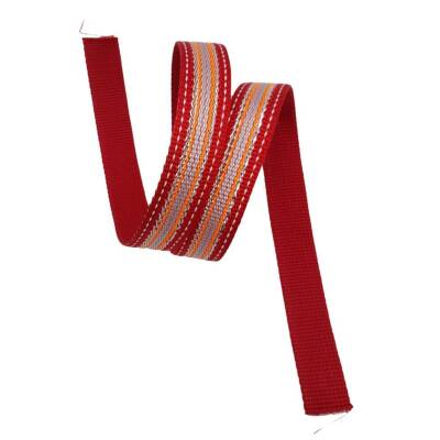 Angel Çanta Aksesuar 3 cm Polyester Kolon Kırmızı Gümüş Simli 1 Metre - 1
