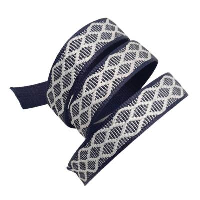 Angel Çanta Aksesuar 3 cm Polyester Kolon Lacivert Beyaz Simli 1 Metre - 4