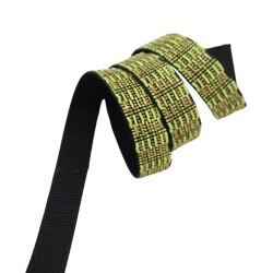 Angel Çanta Aksesuar 3 cm Polyester Kolon Neon Yeşil Gold Simli 1 Metre - 3