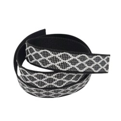 Angel Çanta Aksesuar 3 cm Polyester Kolon Siyah Beyaz Simli 1 Metre - 2