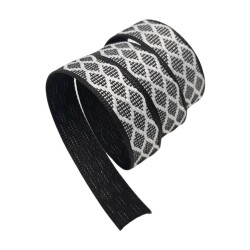 Angel Çanta Aksesuar 3 cm Polyester Kolon Siyah Beyaz Simli 1 Metre - 3