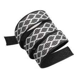 Angel Çanta Aksesuar 3 cm Polyester Kolon Siyah Beyaz Simli 1 Metre - 4
