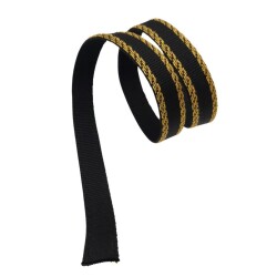 Angel Çanta Aksesuar 3 cm Polyester Kolon Siyah Gold No:2 Simli 1 Metre - 3