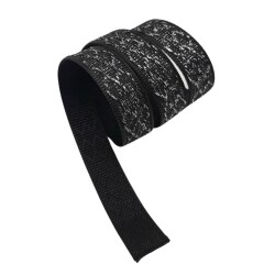 Angel Çanta Aksesuar 3 cm Polyester Kolon Siyah Gümüş Simli 1 Metre - 3