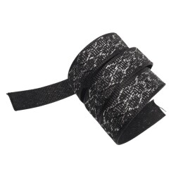 Angel Çanta Aksesuar 3 cm Polyester Kolon Siyah Gümüş Simli 1 Metre - 4