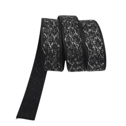 Angel Çanta Aksesuar 3 cm Polyester Kolon Siyah Gümüş Simli 1 Metre - Angel Çanta Aksesuar