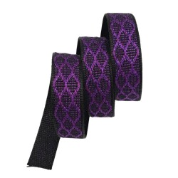 Angel Çanta Aksesuar 3 cm Polyester Kolon Siyah Mor Simli 1 Metre - Angel Çanta Aksesuar