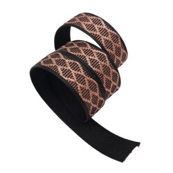 Angel Çanta Aksesuar 3 cm Polyester Kolon Siyah Pembe Simli 1 Metre - Angel Çanta Aksesuar