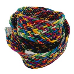 Angel Çanta Aksesuar 3 cm Simli Supra Renkli Örme Kolon 1 metre No:01 - 2