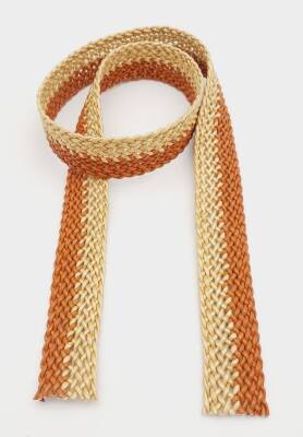 Angel Çanta Aksesuar 3.5 cm Gold Taba Renk Deri Hasır Örgü Kolon 1 Metre - 2