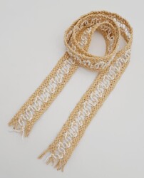 Angel Çanta Aksesuar 4 cm Bej Beyaz Renk Hasır Örgü Model Kolon 1 Metre - 3