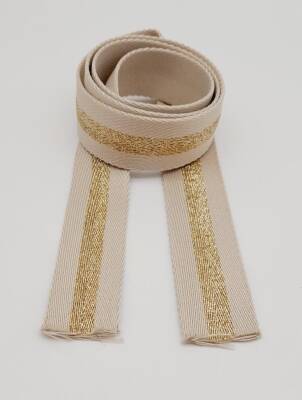 Angel Çanta Aksesuar 4 Cm Bej Renk Simli Polyester Kolon 1 Metre - 2