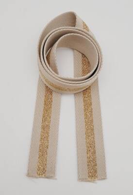 Angel Çanta Aksesuar 4 Cm Bej Renk Simli Polyester Kolon 2 Metre - 1