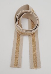 Angel Çanta Aksesuar 4 Cm Bej Renk Simli Polyester Kolon 2 Metre - Angel Çanta Aksesuar