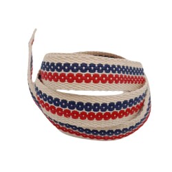 Angel Çanta Aksesuar 4 cm Jüt Kolon Zincir Desen Lacivert Kırmızı 1 Metre - 2